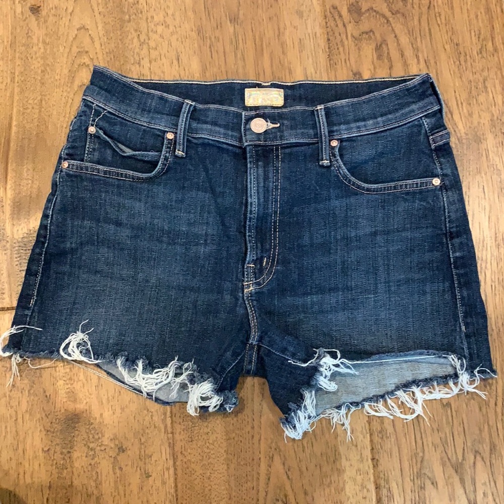 Mother Charmer Fray Denim Shorts